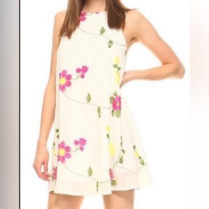 TCEC Flower Printed White Dress